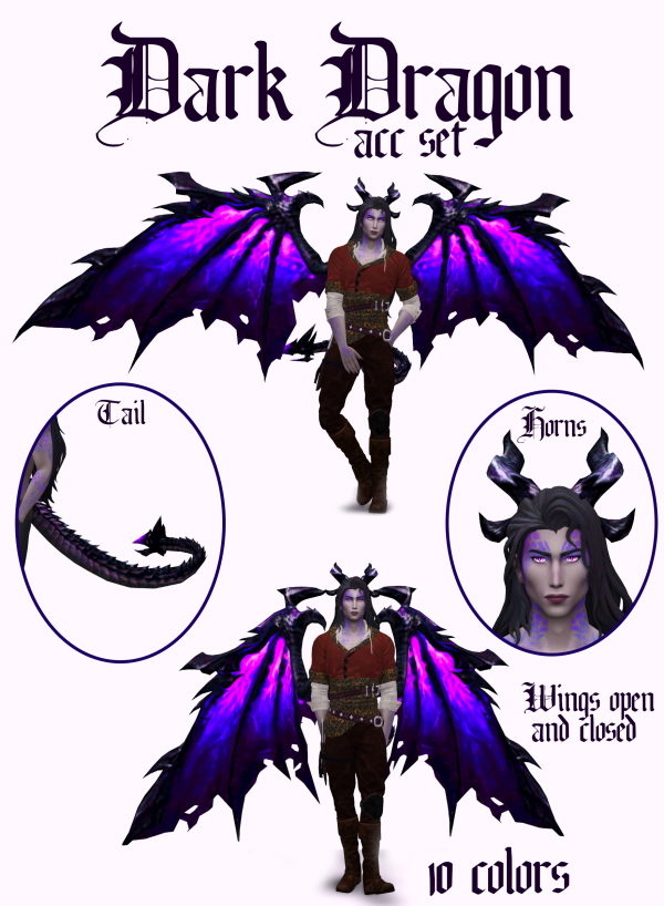 Alpha Dark dragon Acc set by simsfinds - The Sims 4 Custom Content