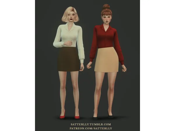 Maxis Match Formal skirt and shirt outfit 1 by satterlly - The Sims 4 Custom Content