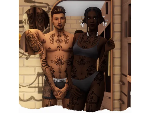 Mix EDIE a full body tattoo by wrixie - The Sims 4 Custom Content
