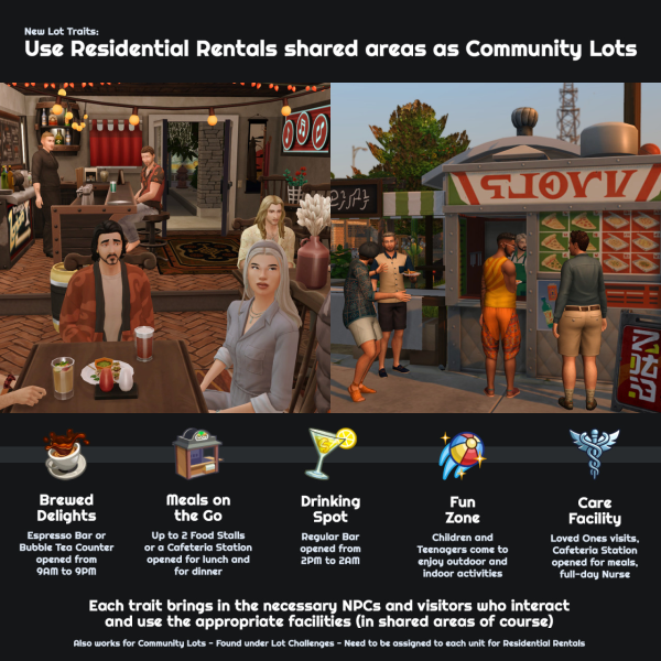 Maxis Match New Lot Traits Use Residential Rentals shared areas as Community Lots by simsfinds - The Sims 4 Custom Content