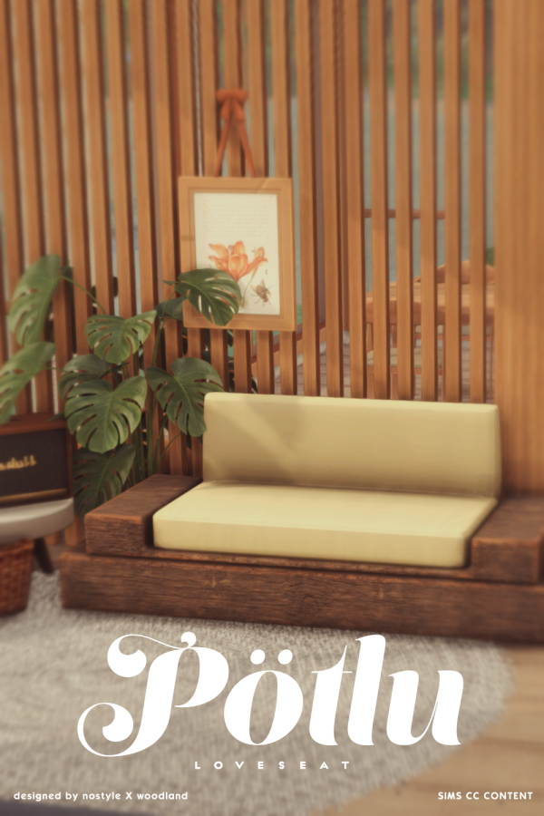 Maxis Match [N O S T Y L E X W O O D L A N D] Pötlu LoveSeat by simsfinds - The Sims 4 Custom Content
