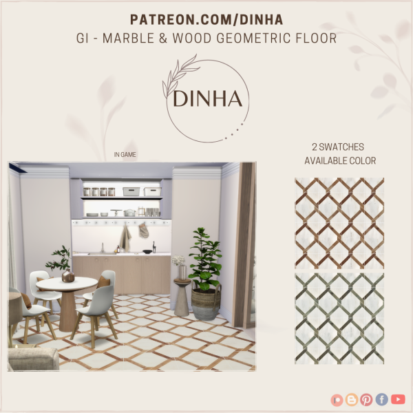 Mix Gi Marble Wood Geometric Floor by dinhagamer - The Sims 4 Custom Content