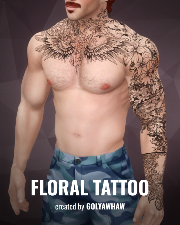 Mix FLORAL TATTOO by simsfinds - The Sims 4 Custom Content