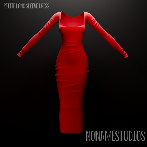 Alpha Petite Long Sleeve Dress by simsfinds - The Sims 4 Custom Content