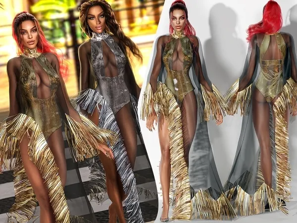 Alpha Kate BeckinsaleS Fringe Sheer Dress cool_content_star - The Sims 4 Custom Content