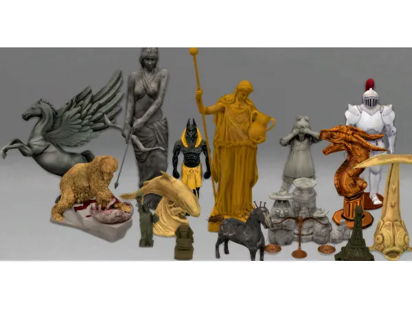 Alpha Statue (16 ITEMS) Jennisims by Jennifer - The Sims 4 Custom Content