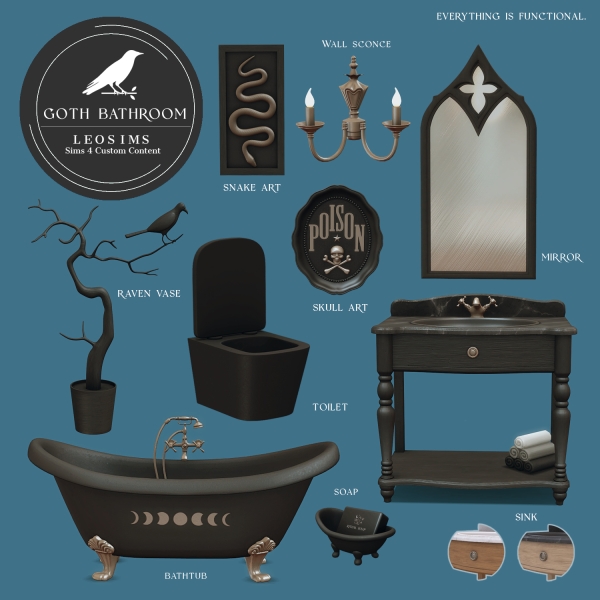 Mix Goth Bathroom by leosims4cc - The Sims 4 Custom Content