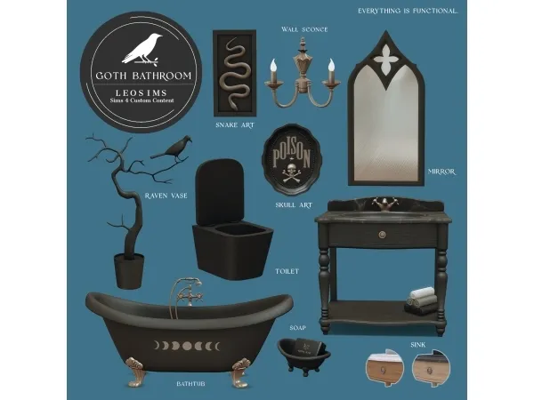 Mix Goth Bathroom - The Sims 4 Custom Content