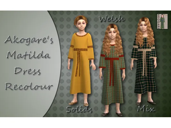 Mix Akogare's Matilda Dress recolourretexture by vintagesimstress - The Sims 4 Custom Content