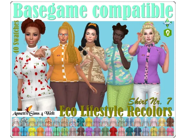 Maxis Match Eco Lifestyle Shirt Nr 7 Basegame compatible by AnnettsSims4Welt - The Sims 4 Custom Content
