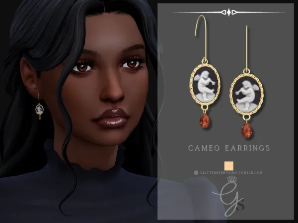 Mix Cameo Earrings by GlitterberryFly - The Sims 4 Custom Content