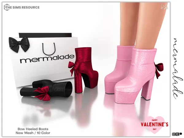 Alpha Bow Heeled Boots by mermalade - The Sims 4 Custom Content
