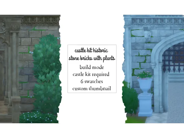 Mix Castle Kit Historic Stone Bricks with Plants by nekochansimmer - The Sims 4 Custom Content