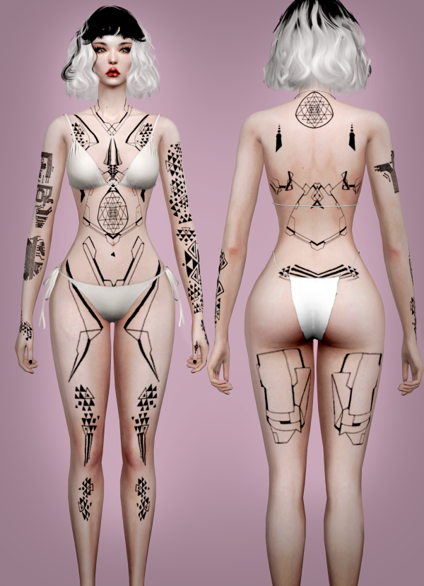Mix Tribal Sci Fi Tattoos Jennisims by simsfinds - The Sims 4 Custom Content