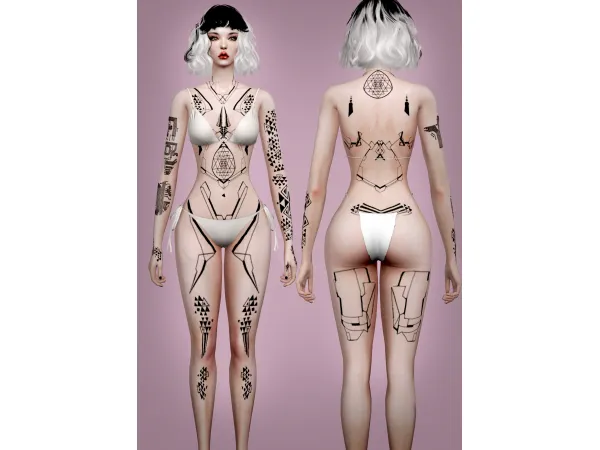 Mix Tribal Sci Fi Tattoos Jennisims by Jennifer - The Sims 4 Custom Content