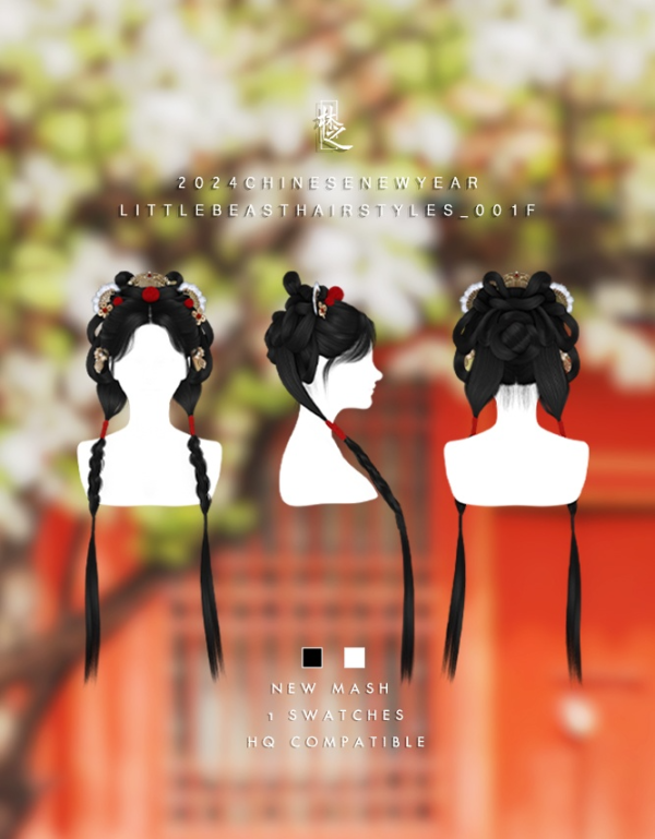 Alpha LAMZ_2024ChineseNewYearLittleBeastHairstyles_001F by simsfinds - The Sims 4 Custom Content