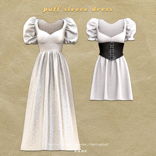 Alpha puff sleeve dress by simsfinds - The Sims 4 Custom Content