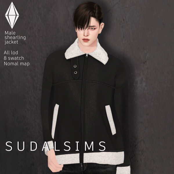 Alpha [sudal] Male shearling jacket by simsfinds - The Sims 4 Custom Content