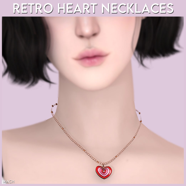 Alpha [mach] Retro Heart Necklaces by simsfinds - The Sims 4 Custom Content