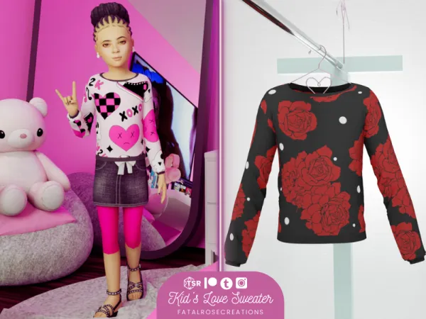 Maxis Match Children's Love Sweater - The Sims 4 Custom Content