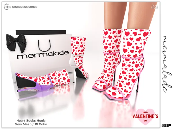 Alpha Heart Socks Heels S295 by mermalade - The Sims 4 Custom Content