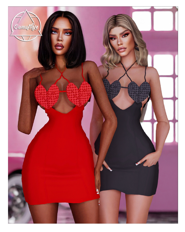 Alpha Be My Valentine Collection Bonus Heart Dress by simsfinds - The Sims 4 Custom Content