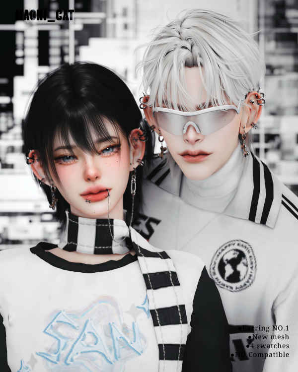 Alpha [Maoni_cat]Earrings No1 Dog Bones by simsfinds - The Sims 4 Custom Content