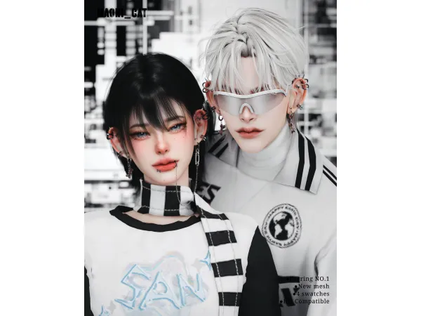 Alpha [Maoni_cat]Earrings No1 Dog Bones by Maonicat - The Sims 4 Custom Content