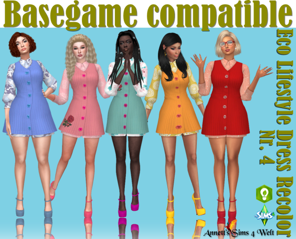 Maxis Match Eco Lifestyle Recolors Dress Nr 4 Basegame compatible by simsfinds - The Sims 4 Custom Content