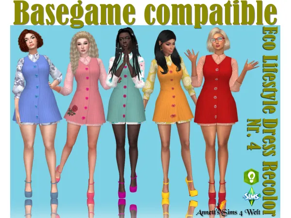 Maxis Match Eco Lifestyle Recolors Dress Nr 4 Basegame compatible by AnnettsSims4Welt - The Sims 4 Custom Content