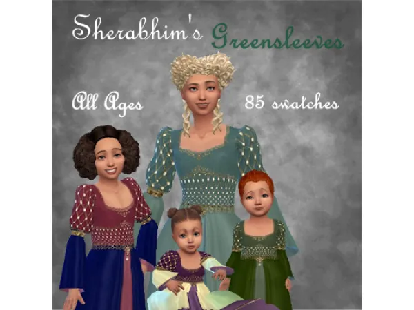 Maxis Match Sherabhim's Greensleeves Dress for All Ages - The Sims 4 Custom Content