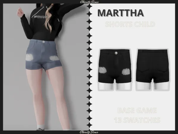 Alpha Marttha Shorts Child - The Sims 4 Custom Content