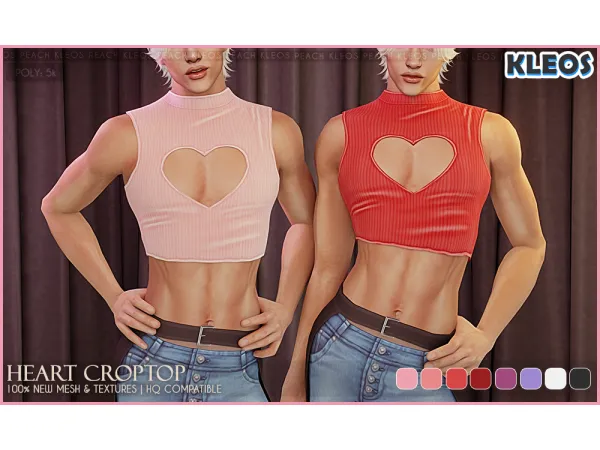 Alpha PEACH Heart Crop Top by smsims - The Sims 4 Custom Content