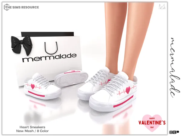 Alpha Heart Sneakers (Female) S298 by mermalade - The Sims 4 Custom Content