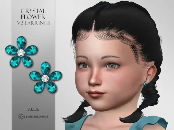 Alpha Crystal Flower V2 Earrings Toddler - The Sims 4 Custom Content