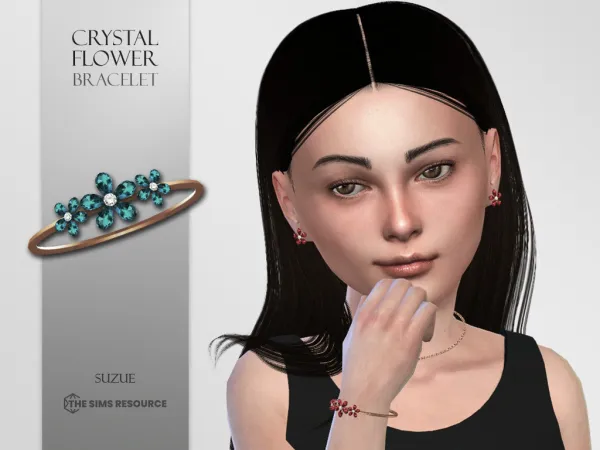 Alpha Crystal Flower Bracelet Child - The Sims 4 Custom Content