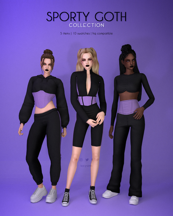 Maxis Match Sporty Goth Collection complete by luxysims - The Sims 4 Custom Content