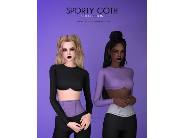 Mix CropTop Sporty Goth Collection - The Sims 4 Custom Content