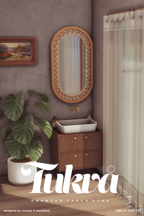 Maxis Match [N O S T Y L E X W O O D L A N D]Tukvå Counter table sink by simsfinds - The Sims 4 Custom Content