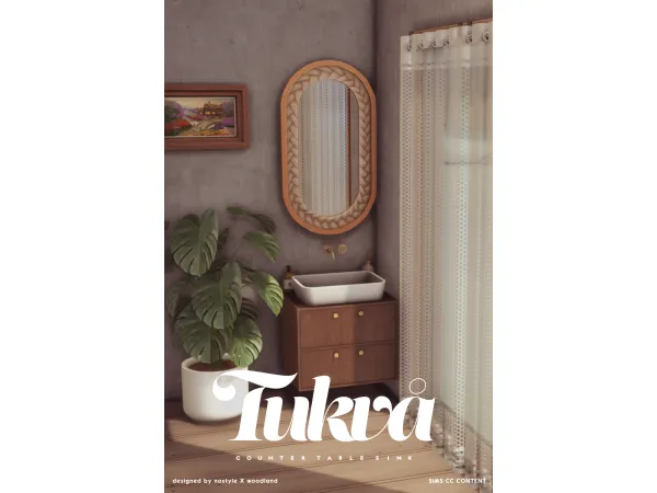 Maxis Match [N O S T Y L E X W O O D L A N D]Tukvå Counter table sink - The Sims 4 Custom Content