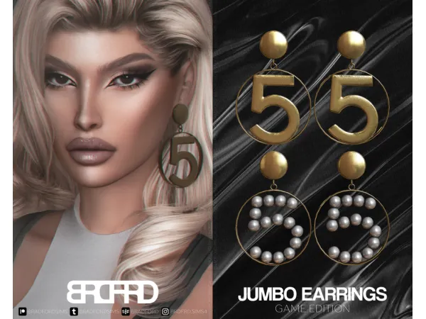 Mix JUMBO CIRCLE DANGLE EARRINGS GAME EDITION by bradfordsims - The Sims 4 Custom Content