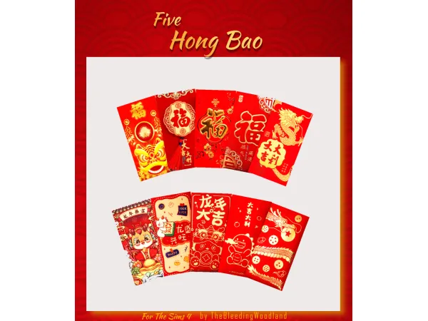 Mix Five Hong Bao by TheBleedingWoodland - The Sims 4 Custom Content
