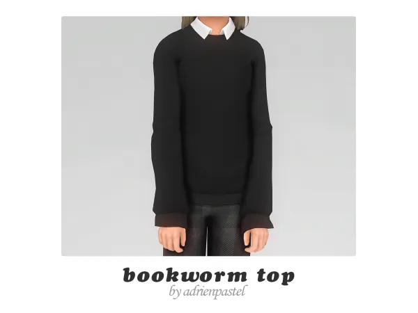 Maxis Match Bookworm Sweater Trousers (Kids) by adrienpastel - The Sims 4 Custom Content