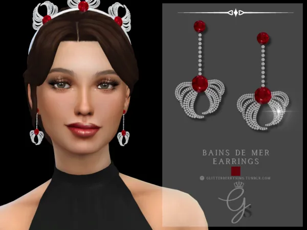 Alpha Bains De Mer Earrings by GlitterberryFly - The Sims 4 Custom Content