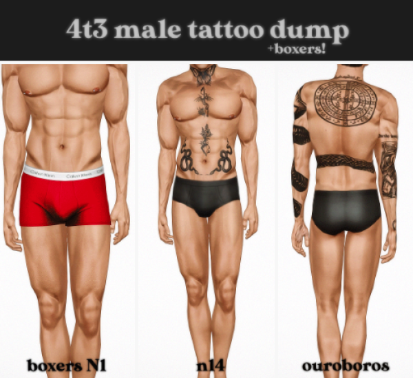 male tattoo dump boxers by simsfinds - The Sims 3 Custom Content
