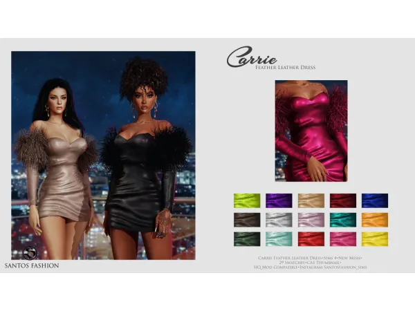 Alpha Carrie Feather Leather Set ( ) - The Sims 4 Custom Content