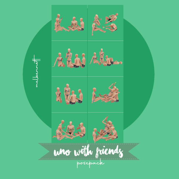 Mix Uno With Friends Posepack by melbennett - The Sims 4 Custom Content