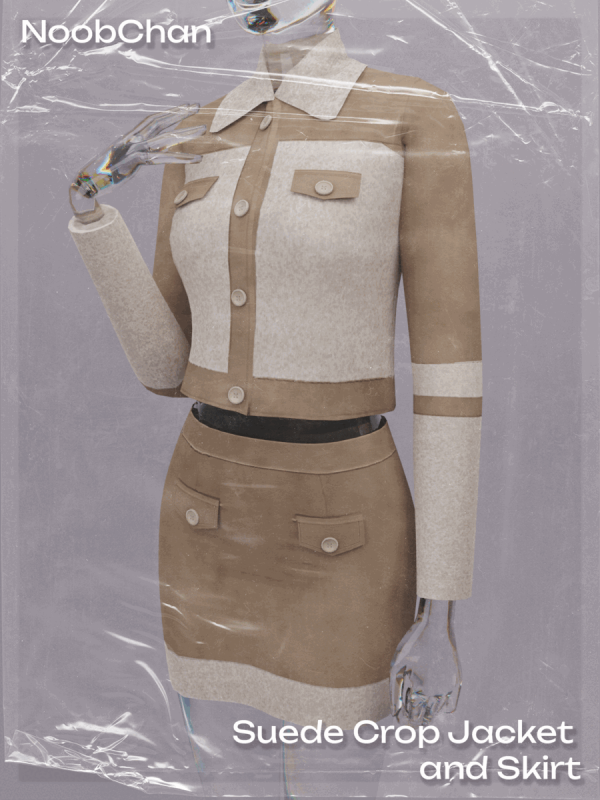 Alpha Suede Crop Jacket and Skirt by simsfinds - The Sims 4 Custom Content