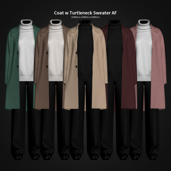 Alpha Coat w Turtleneck Sweater AF by simsfinds - The Sims 4 Custom Content