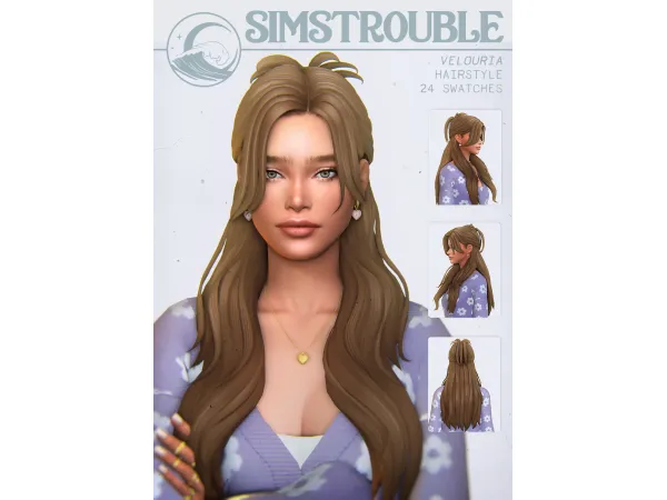 Maxis Match Velouria Hairstyle (4 Versions) by simstrouble by simstrouble - The Sims 4 Custom Content